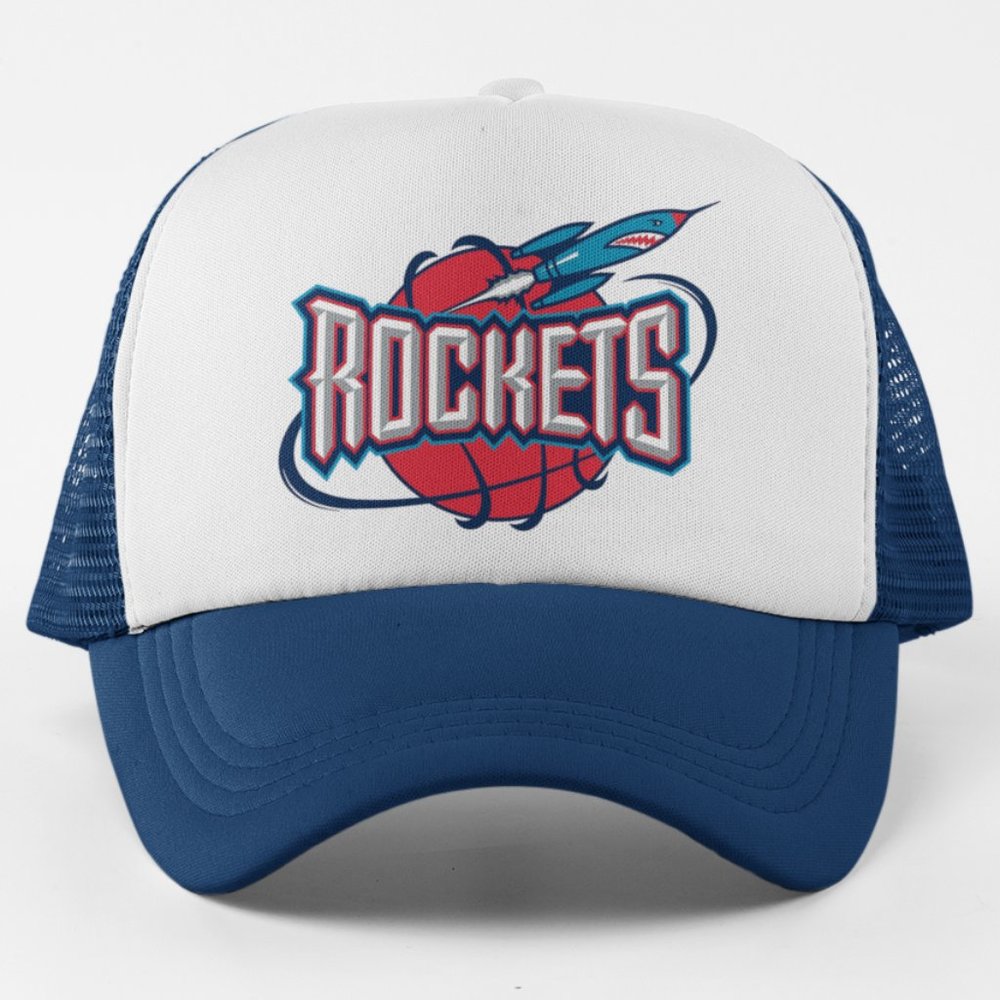 NEW Houston Rockets Retro 1995 Foam Trucker Mesh Snapback Hat 2-TONE NAVY